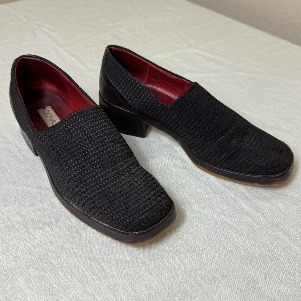 Donald J Pliner Block Heel Loafers Womens 7 Chocolate Brown Square Toe Academia